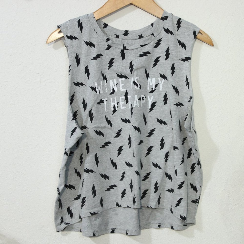 LAST CHANCE! Wine Is My Therapy Lightning Bolt Crop Top XL